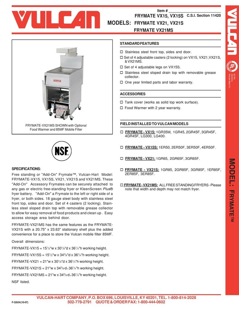 Vulcan-Hart FRYMATE VX15 Specifications