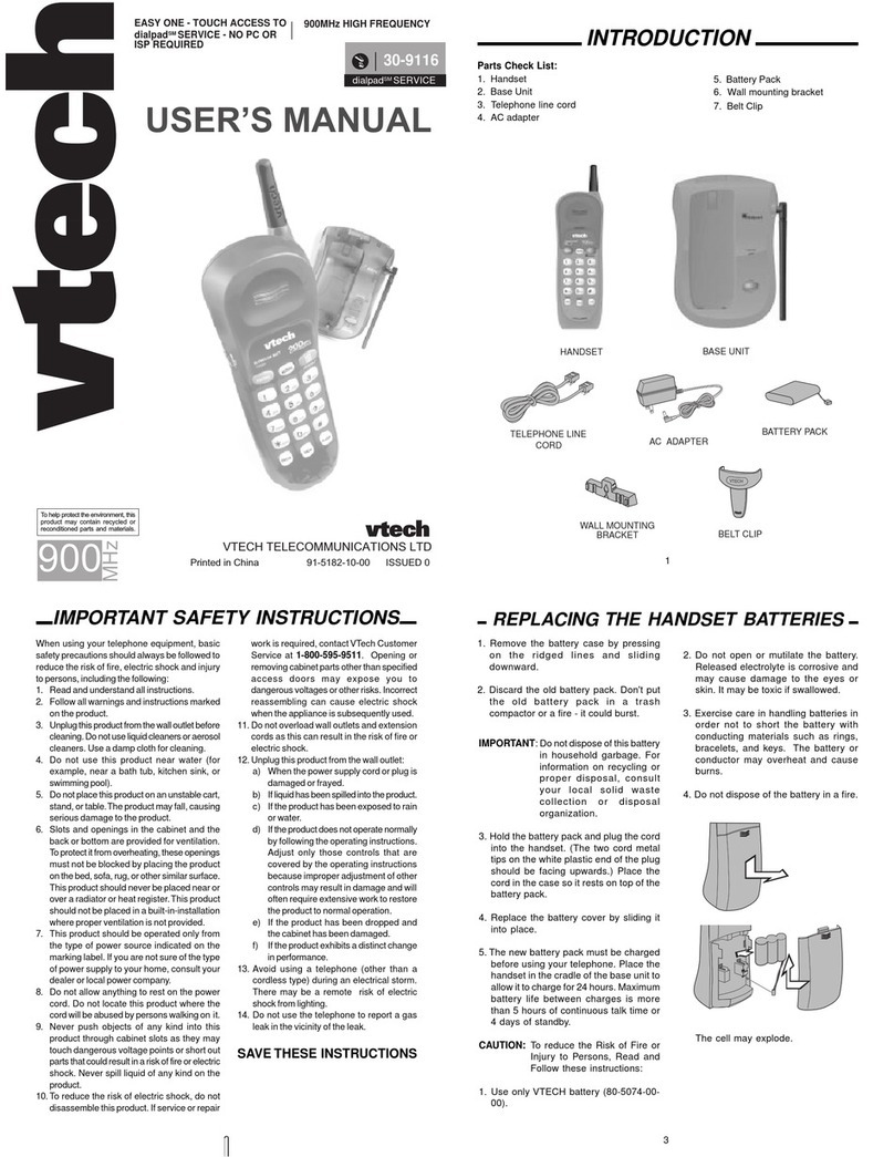 V-tech VT 30-9116 User manual V-tech VT 30-9116 User manual