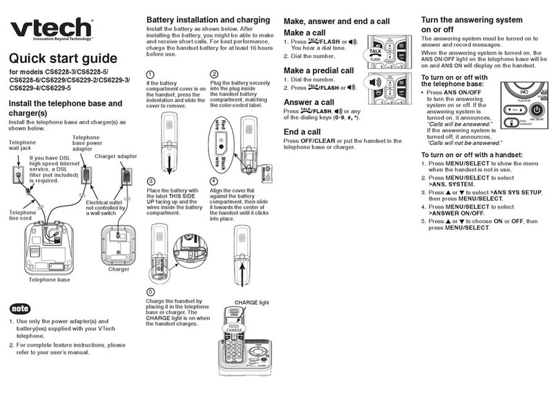 V-tech CS6228-5 quick start guide