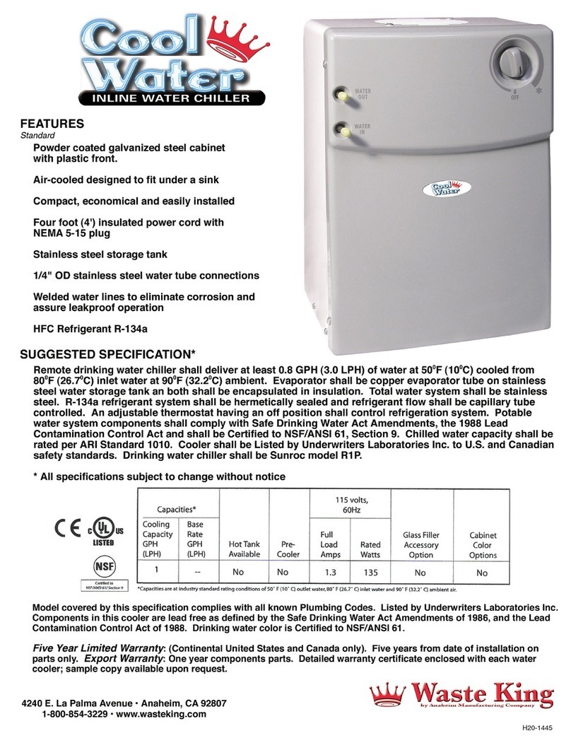 Waste King Inline Water Chiller Specification sheet