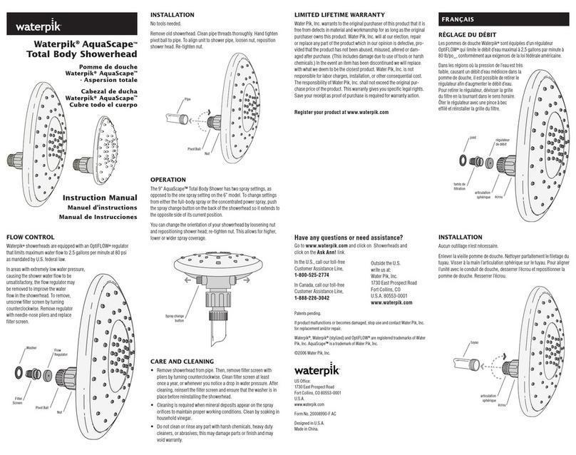 Waterpik Total Body Showerhead AquaScape instruction manual Waterpik Total Body Showerhead AquaScape instruction manual