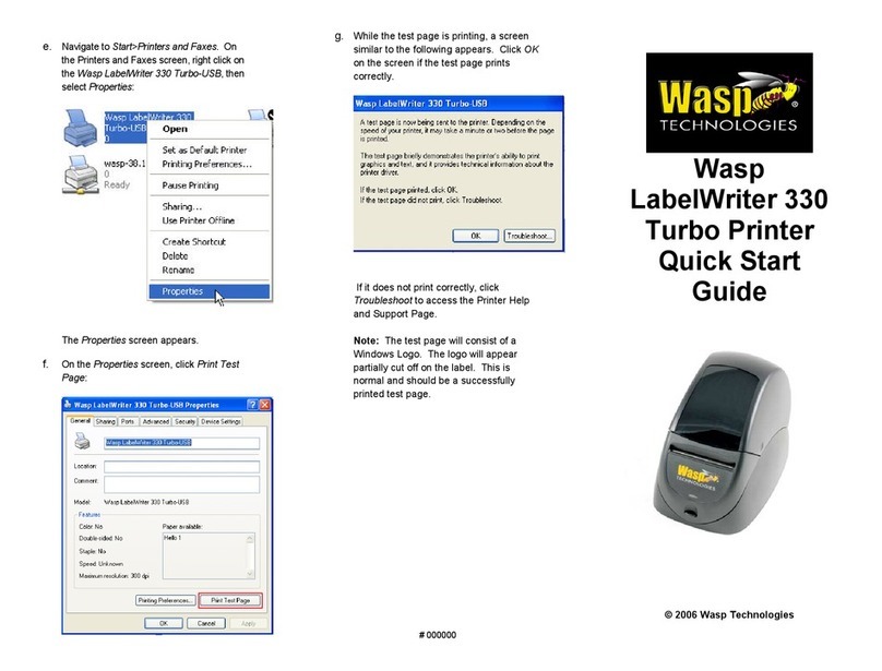 Wasp LabelWriter 330 quick start guide