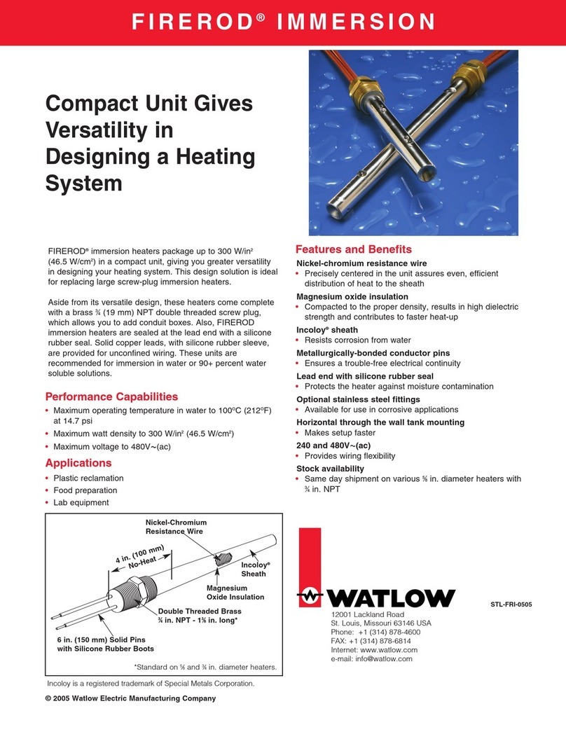 Watlow Electric Firerod Immersion features and benefits