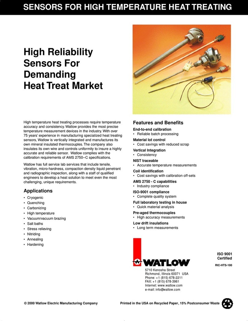 Watlow Sensors For High Temperature Heat Treating Specifications