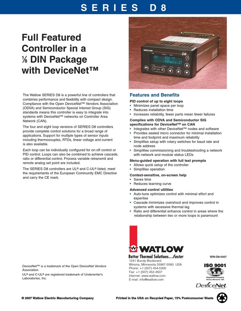 Watlow Controller Series D8 Specifications