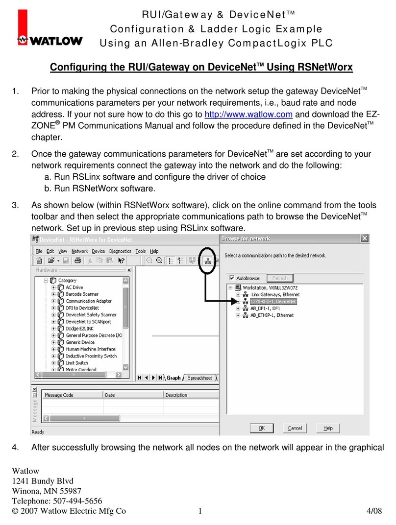 Watlow Electric Gateway & DeviceNet Quick guide