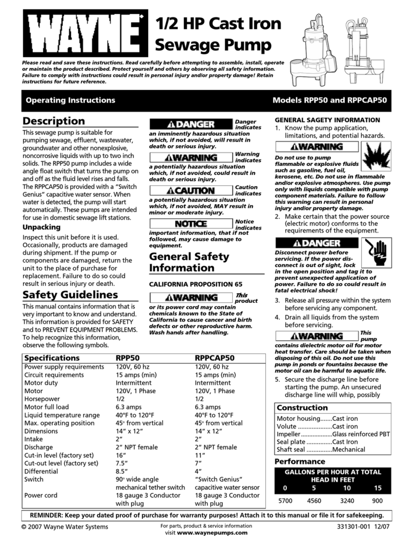 Wayne 331301-001 operating instructions