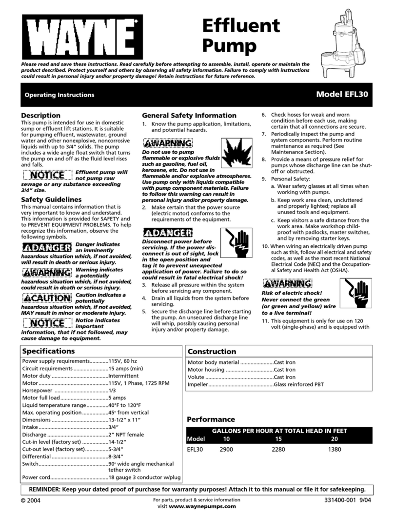 Wayne 331400-001 operating instructions