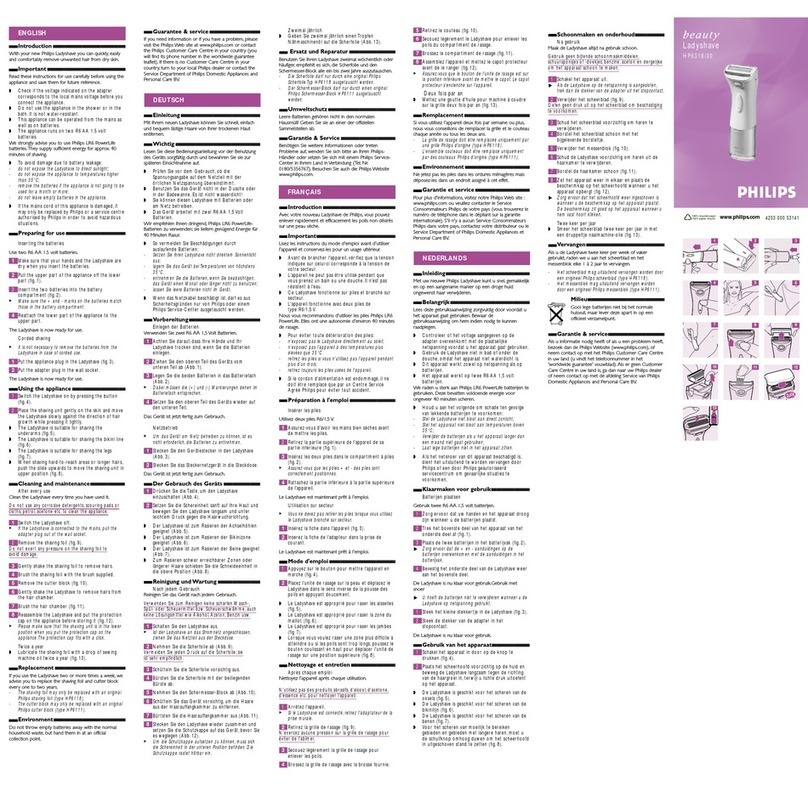 Philips Ladyshave HP6318/00 user manual