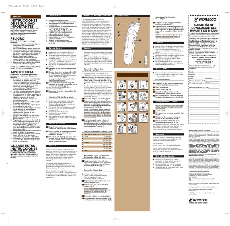 Philips Norelco T760 User manual