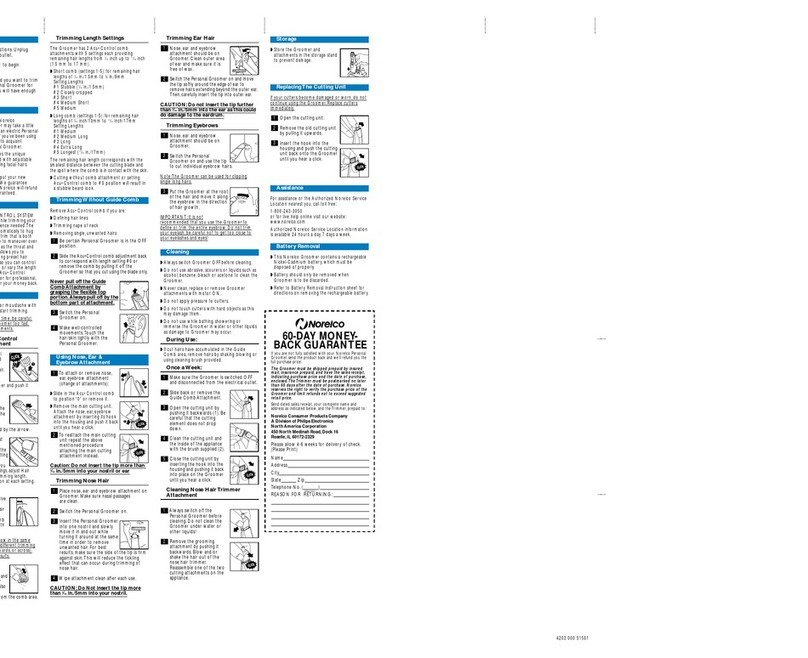 Philips Norelco G250/10 user manual
