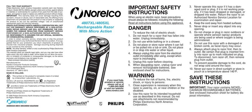 Norelco 4807XL Important safety instructions