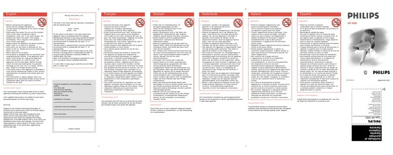 Philips HP4350/14 Important information