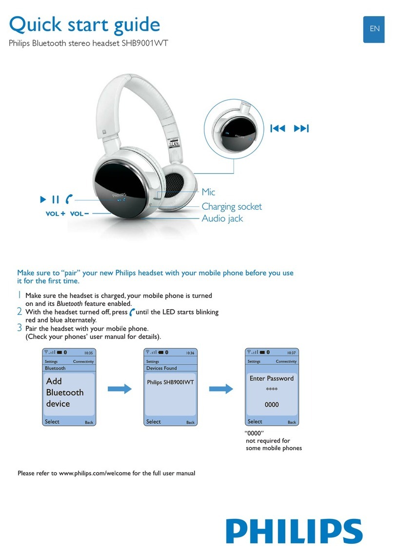 Philips SHB9001WT/00 quick start guide