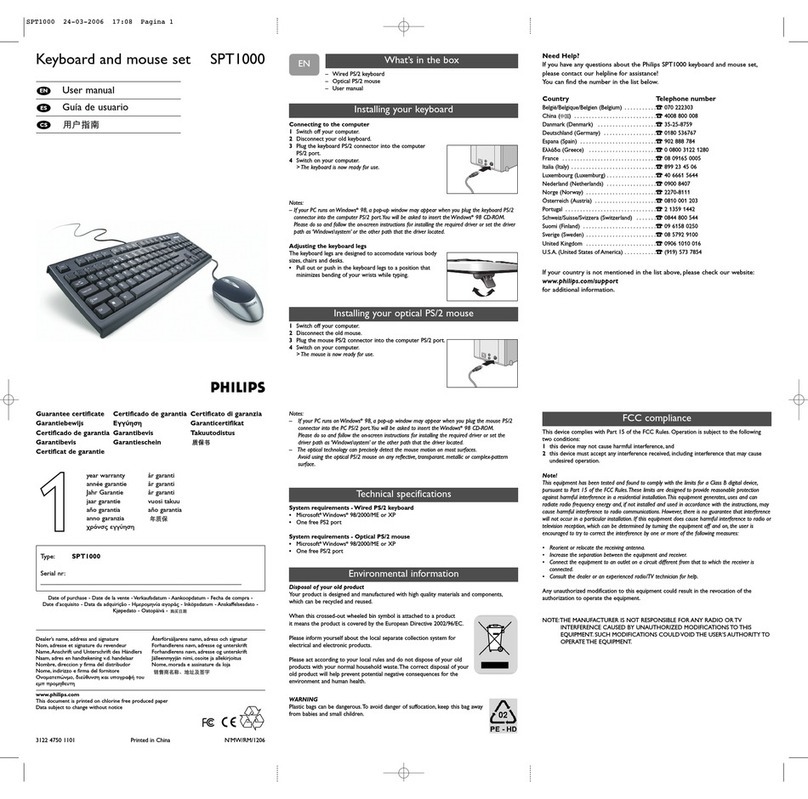 Philips SPT1000BC/93 user manual