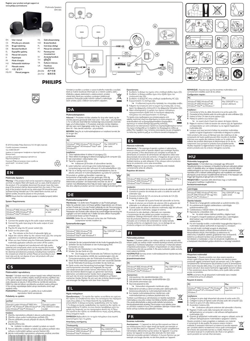Philips SPA1305/10 User manual