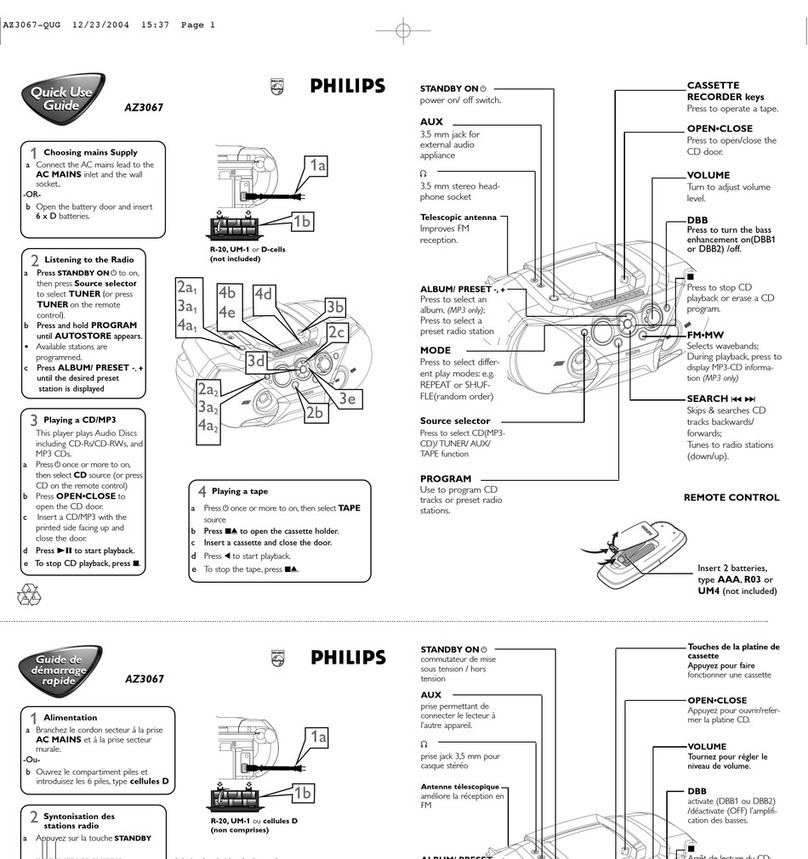Philips Soundmachine AZ3067 Operating manual Philips Soundmachine AZ3067 Operating manual