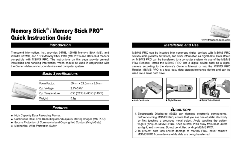 Transcend Memory Stick MS Quick instruction guide Transcend Memory Stick MS Quick instruction guide
