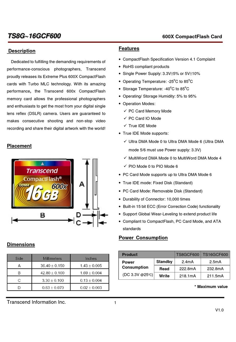 Transcend TS16GCF600 Technical manual