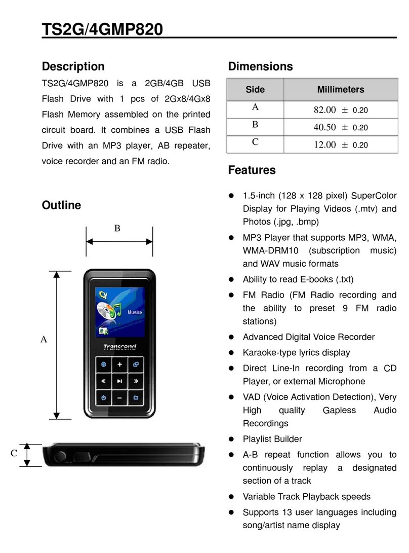 Transcend Tsonic 820 4GB Specifications