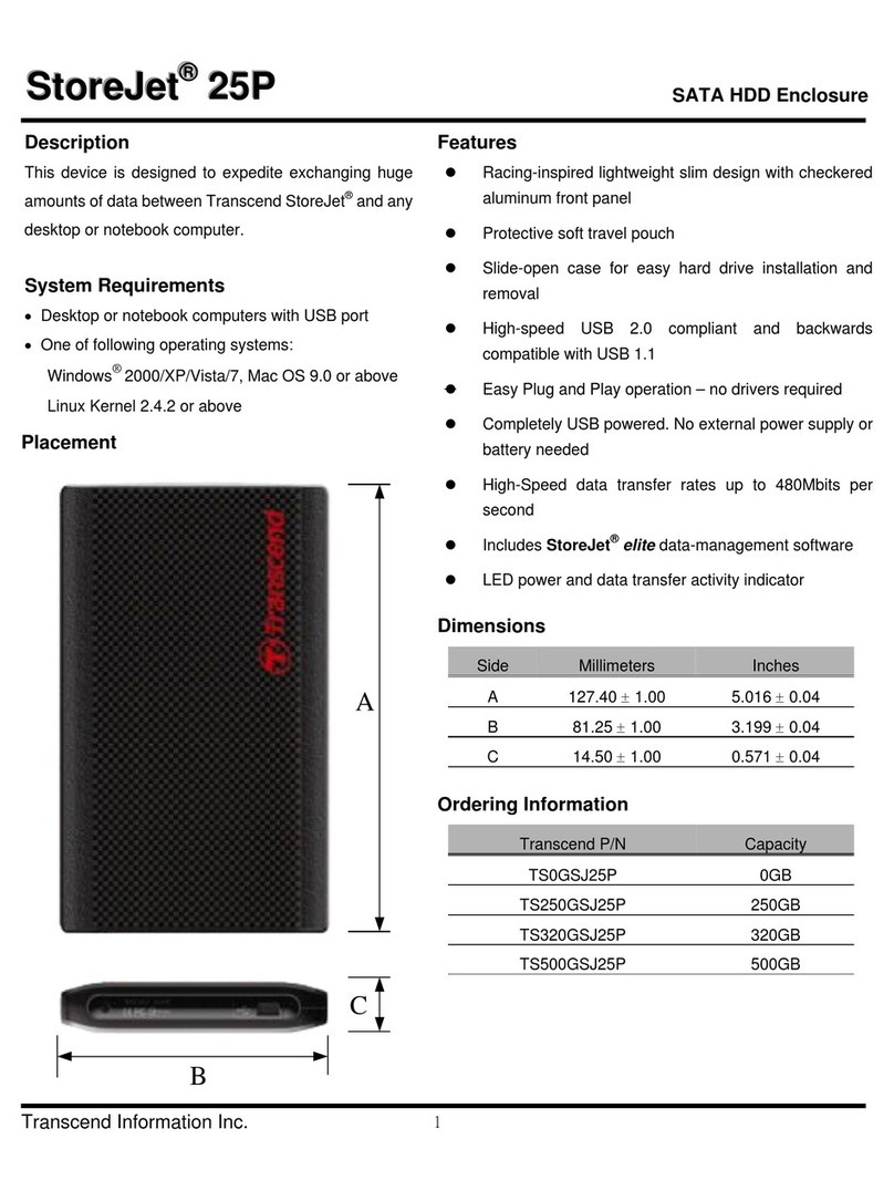 Transcend StoreJet TS0GSJ25P datasheet