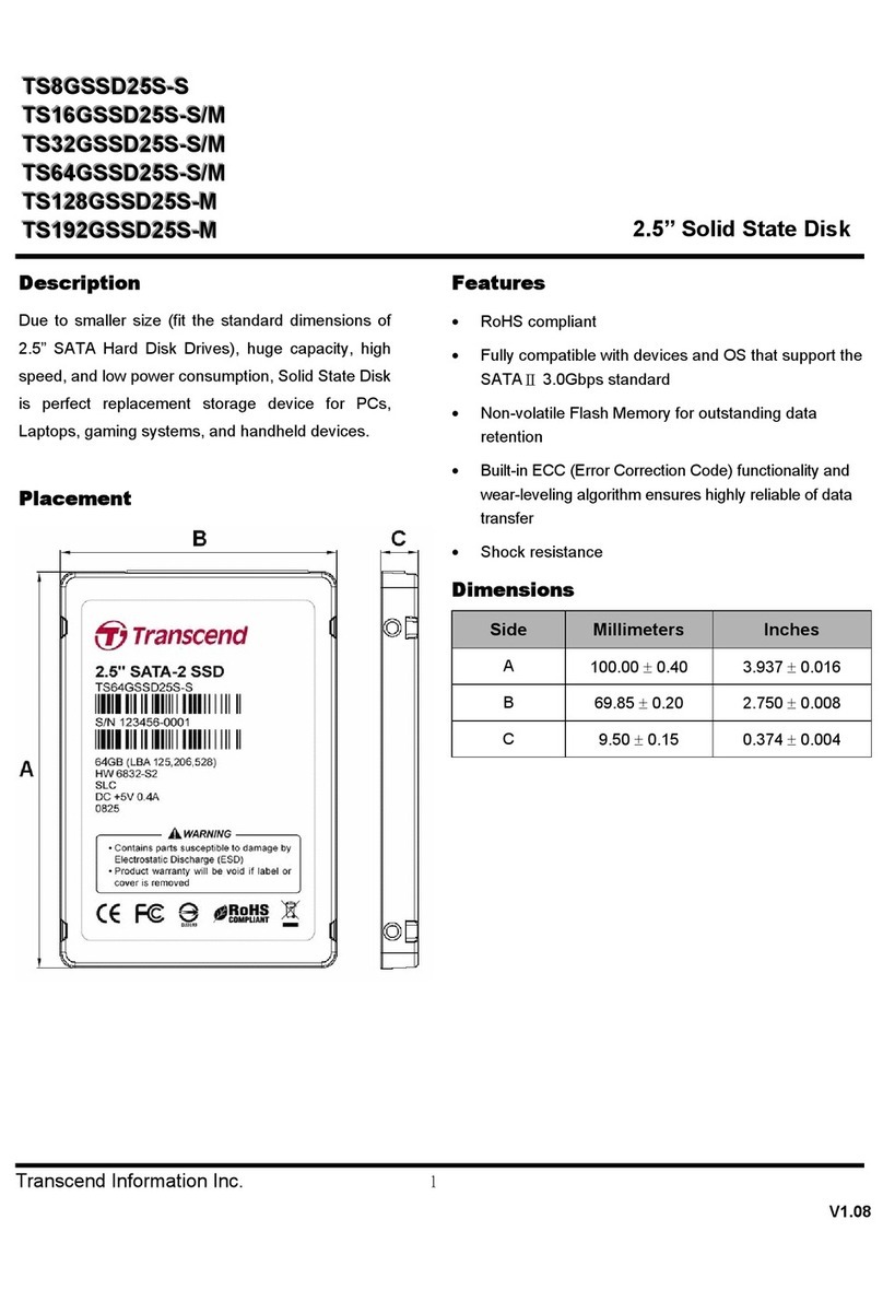 Transcend SSD25S User manual Transcend SSD25S User manual