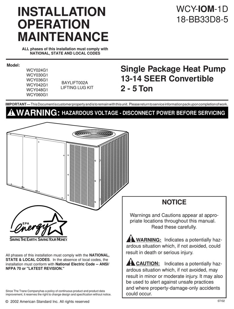 Trane WCY024G1 Installation, operation & maintenance manual