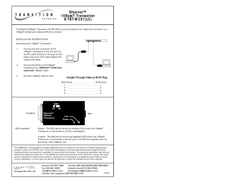 Transition Networks ETHERNET E-TBT-MC01(LC) User manual