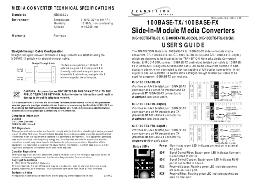 Transition Networks C/E-100BTX-FRL-03 user guide
