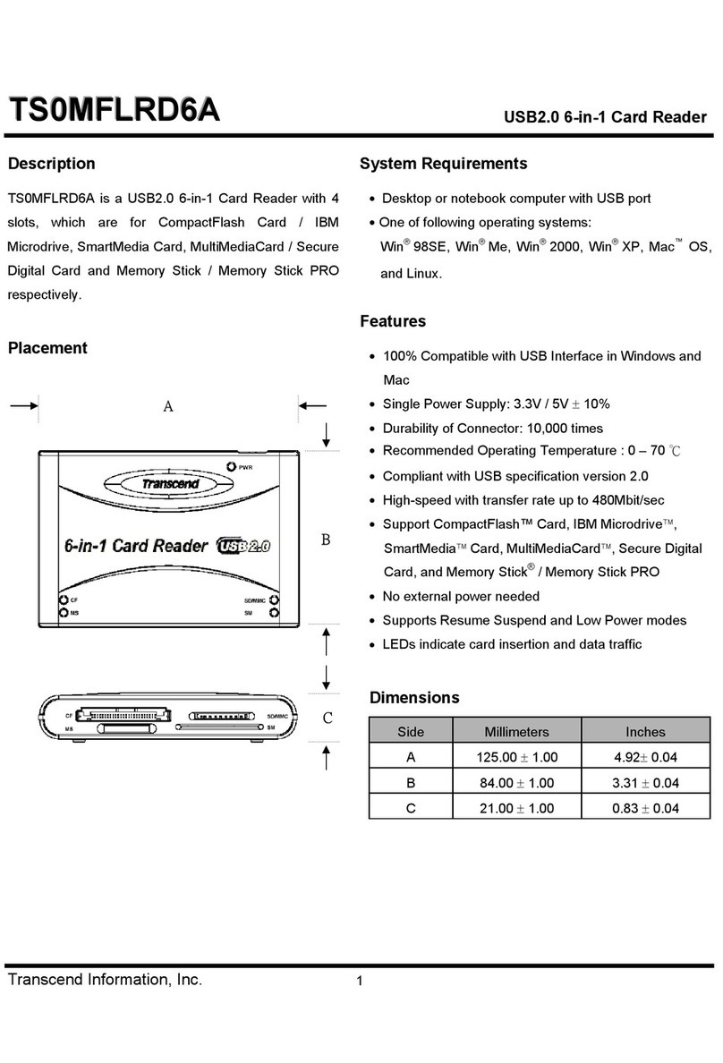 Transcend USB2.0 6-in-1 Card Reader TS0MFLRD6A User manual