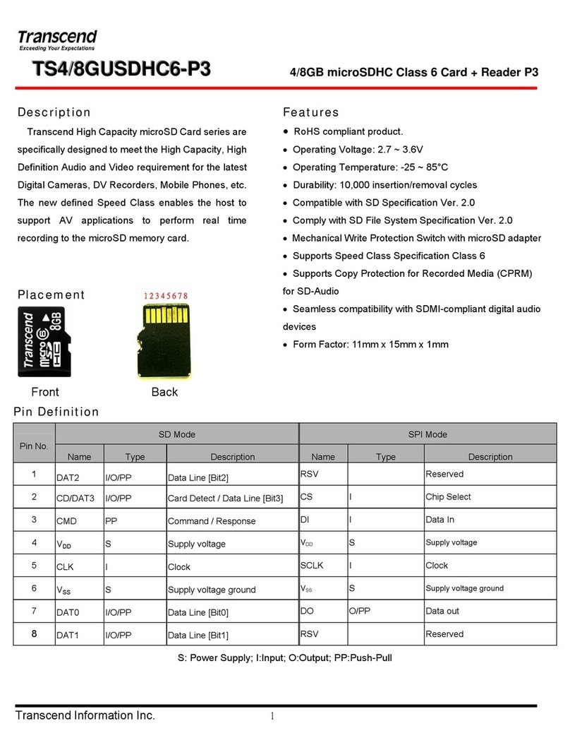 Transcend TS4/8GUSDHC6-P3 Specifications