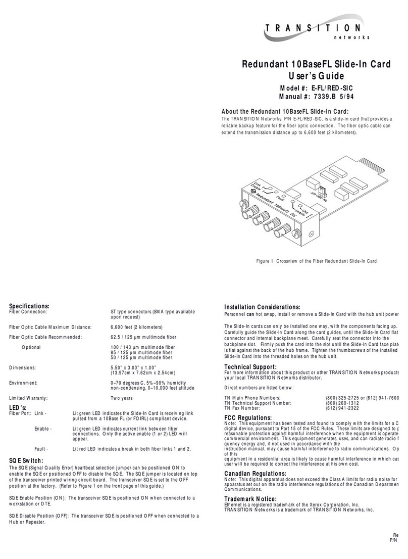 Transition Networks REDUNDANT E-FL/RED-SIC user guide Transition Networks REDUNDANT E-FL/RED-SIC user guide
