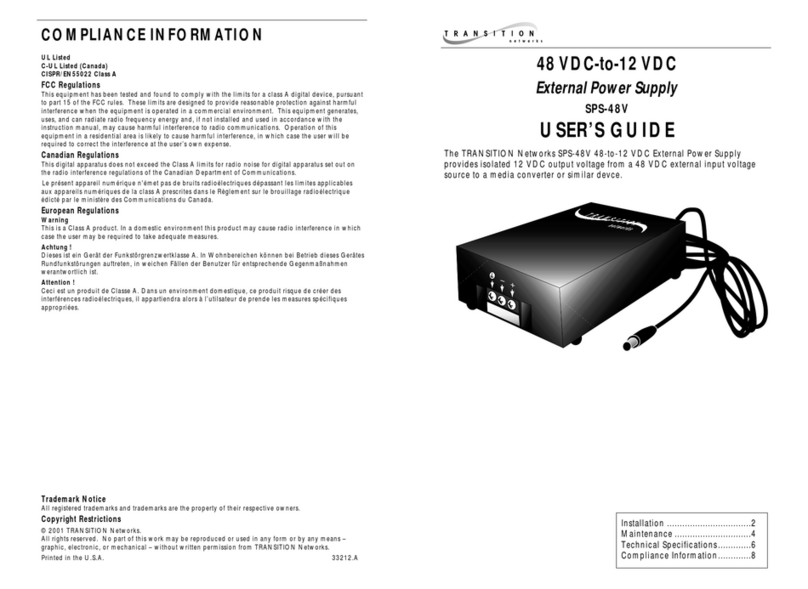 Transition Networks 48 VDC-TO-12VDC SPS-48V User manual