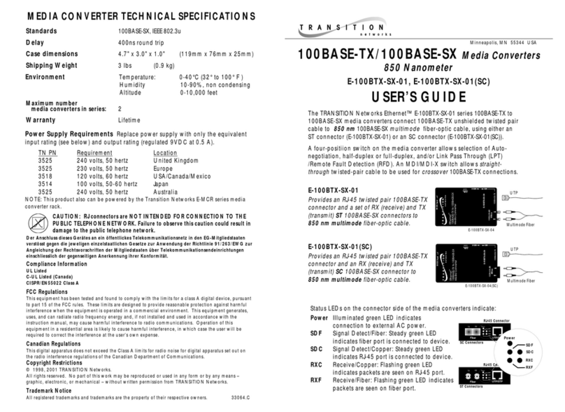 Transition Networks NANOMETER E-100BTX-SX-01 User manual