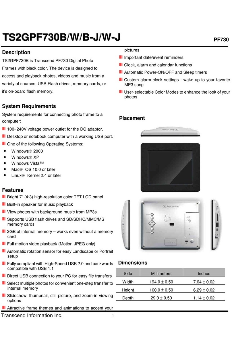 Transcend PF 730 Specifications