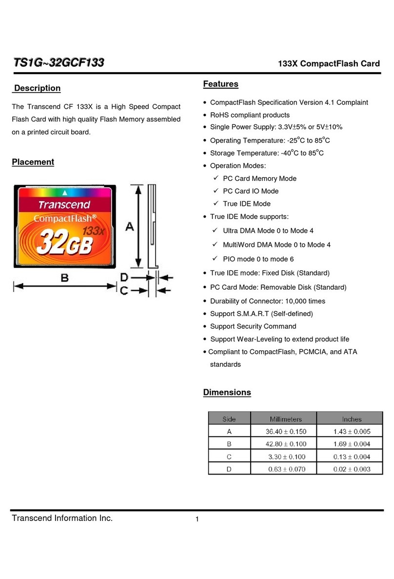 Transcend CompactFlash TS1G-32GCF133 User manual Transcend CompactFlash TS1G-32GCF133 User manual