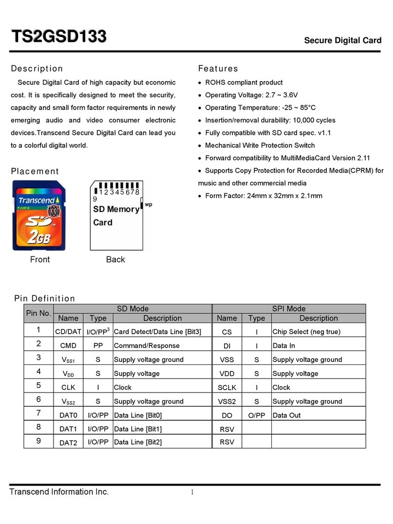 Transcend Secure Digital Card TS2GSD133 User manual