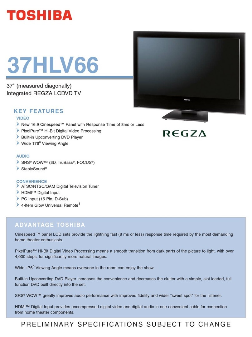 Toshiba REGZA 37HLV66 Specifications