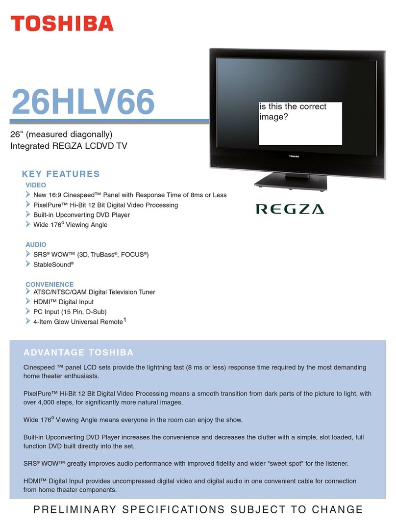 Toshiba 26HLV66 - 26" LCD TV Specifications