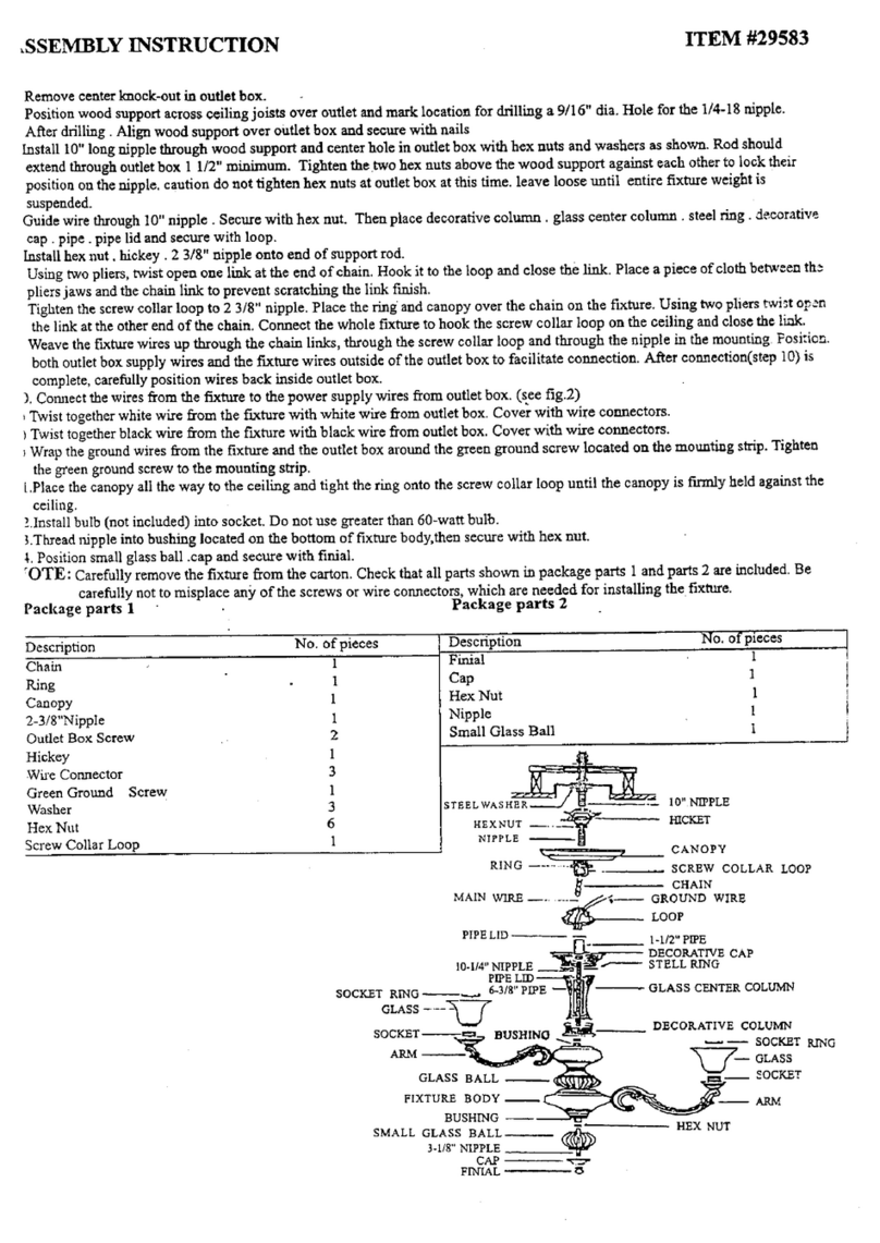 Triarch Indoor Lighting 29583 Assembly instructions