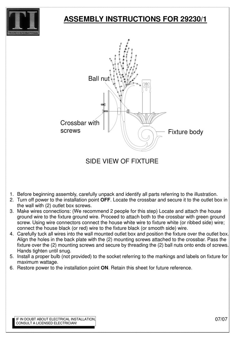 Triarch Indoor Lighting 29230/1 User manual Triarch Indoor Lighting 29230/1 User manual