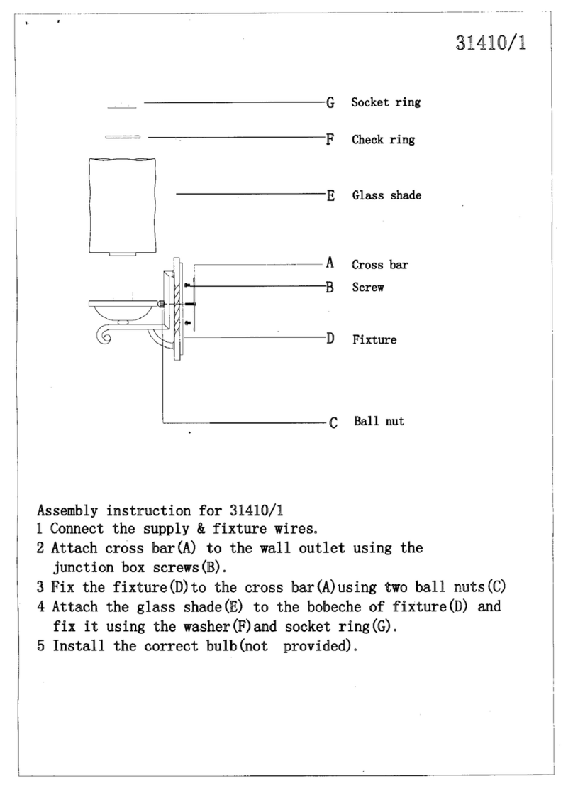 Triarch Indoor Lighting 31410/1 User manual Triarch Indoor Lighting 31410/1 User manual