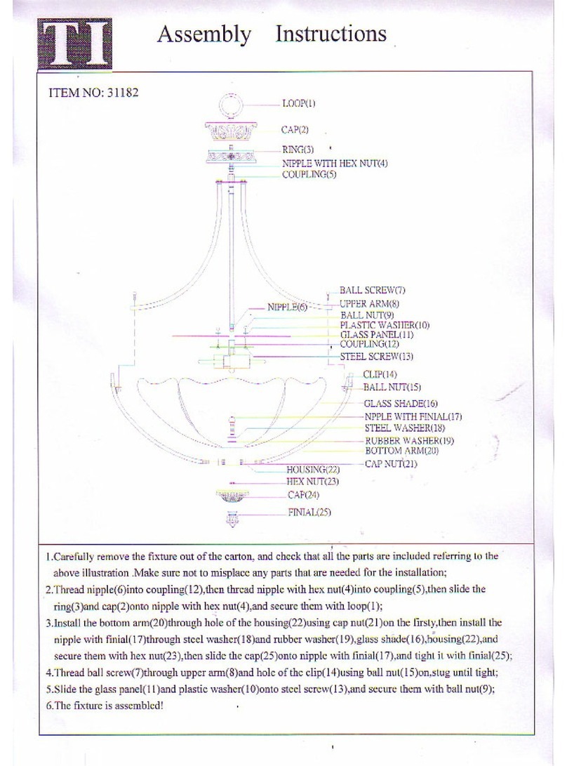 Triarch Indoor Lighting 31182 User manual Triarch Indoor Lighting 31182 User manual
