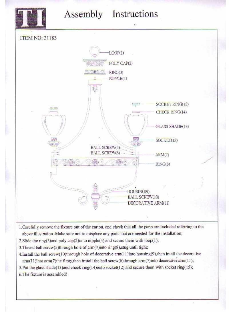 Triarch Indoor Lighting 31183 User manual Triarch Indoor Lighting 31183 User manual