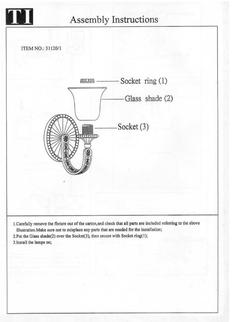 Triarch Indoor Lighting 31120/1 User manual
