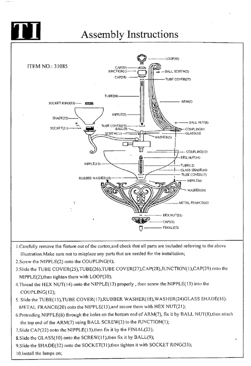 Triarch Indoor Lighting 31085 Assembly instructions