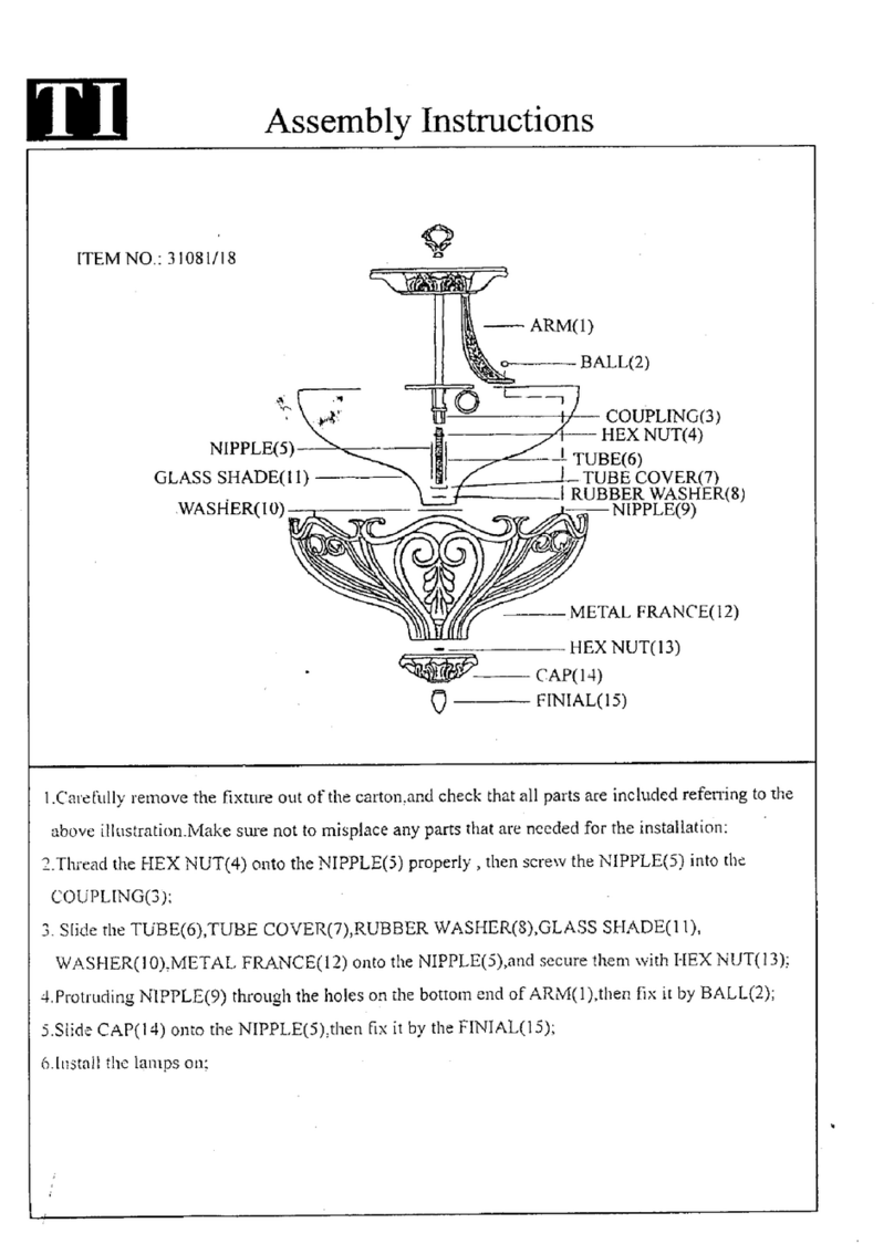 Triarch Indoor Lighting 31081/18 User manual Triarch Indoor Lighting 31081/18 User manual