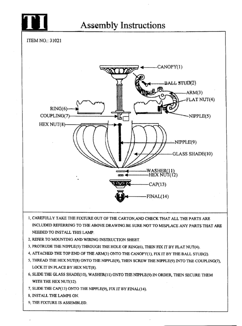 Triarch Indoor Lighting 31021 Assembly instructions