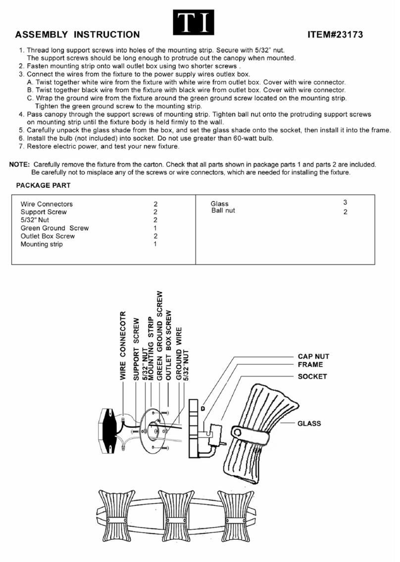 Triarch Indoor Lighting 23173 User manual Triarch Indoor Lighting 23173 User manual