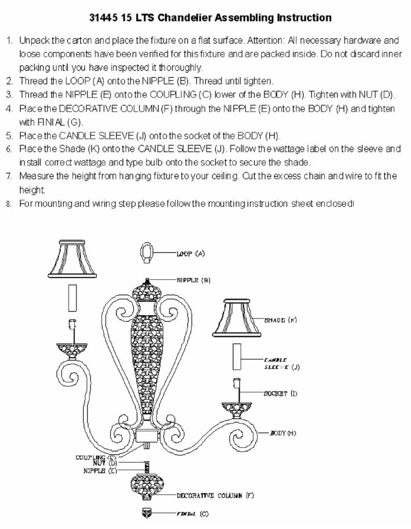 Triarch Chandelier 31445 15 LTS User manual Triarch Chandelier 31445 15 LTS User manual